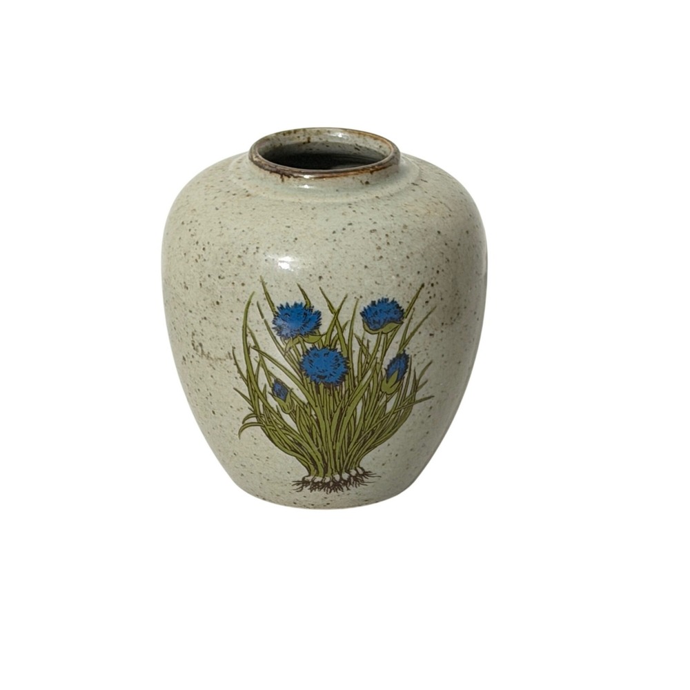 Takahashi Bud Vase Unisex OS Cream Blue Cornflower Speckled Stoneware Japan